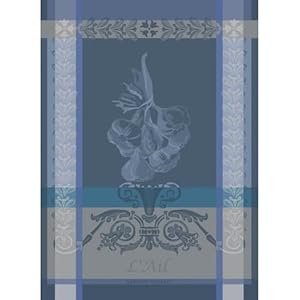 Garnier Thiebaut Ail Blue (Blue Garlic) French Kitchen Towel 22"x30", Cotton, Jacquard Garnier Thiebaut Ail Blue Blue Garlic French Kitchen Towel 22×30 Cotton Jacquard
