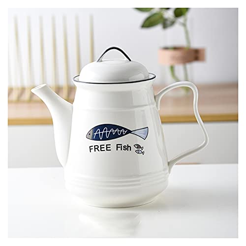 LUCBEI Carafe d'eau Bouilloire Froide en céramique avec poignée de Grande capacité Théière à Filtre Pichet résistant à la température Haute température avec Couvercle (60,6 oz) Carafes (Color : D)