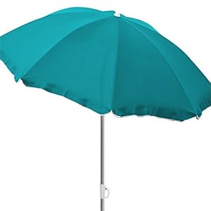 FineHome Ø 2 m strandscherm, parasol, parasol, tuinparasol, knikbaar, polyester petrol met uv-bescherming