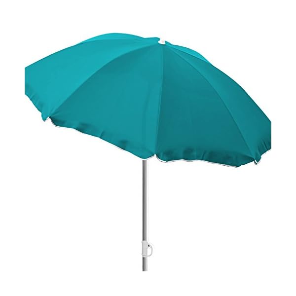 FineHome Ø 2 m strandscherm, parasol, parasol, tuinparasol, knikbaar, polyester petrol met uv-bescherming
