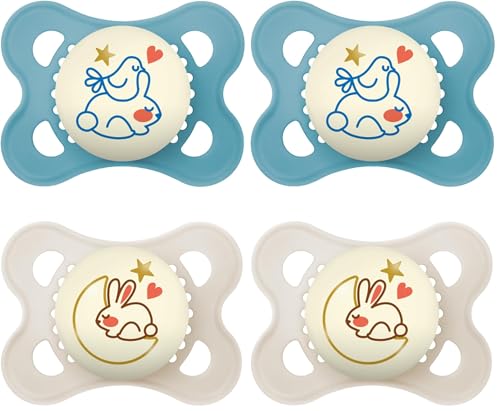 Image of MAM Original Baby Pacifiers 0-6 Months,Binky for Newborn Babies,BPA-Free Skin Soft Silicone Nipple,Glows in The Dark,Developed with Medical Experts,Sterilizer Case,Made in Europe,2 Count (Pack of 2)