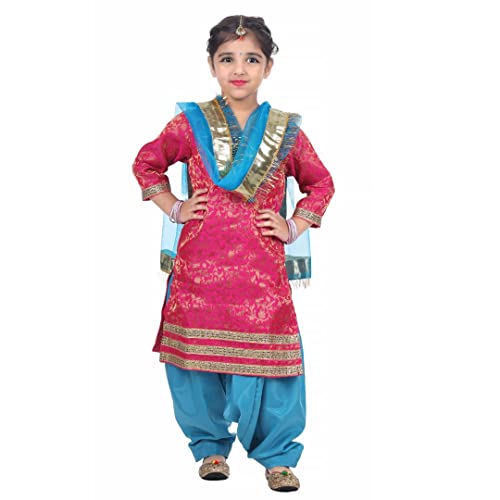 Image of ITSMYCOSTUME Punjabi Patiala Suit for Girls|Punjabi Giddha /Baisakhi /Bhangra Dance Costume for Girls