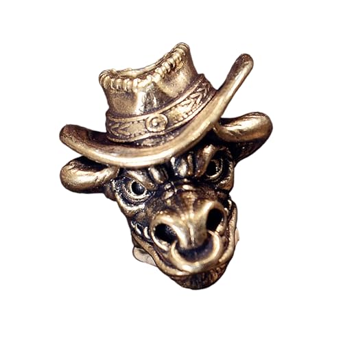 OOLA.DETAL Colgante de cobre tallado con cabeza de ganado retro, adorno para collares y llaveros hechos a mano