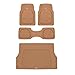 Motor Trend 4pc Beige Car Floor Mats Set Rubber Tortoise Liners w/ Cargo for Auto SUV Trucks