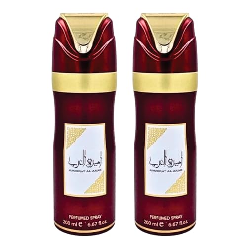 Sapphire's Choice Ameerat Al Arab - Perfume en aerosol para mujer, paquete de 2, desodorante en aerosol Ameerat Al Arab de 200 ml, fragancia de lavanda, jazmín y azafrán, fragancia para mujeres