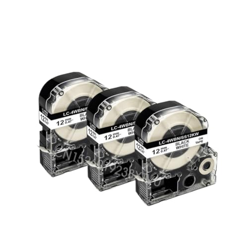 3PK 6PK SS12KW LK-4WBN ���n�ɍ� 12 �~�����[�g�����x���e�[�v�ƌ݊����v�����^�p�i LW-300 LW-400 LW700 ���i�ԍ� SS12KW LK-4WBN(3PK Black on White)