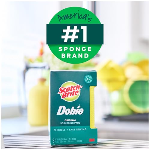 Scotch-Brite Dobie Non-Scratch All-Purpose Scrub Pads, 12 Total Pads (6 Packs of 2), Reusable Scouring Sponges for Kitchen & Bathroom, Safe on Non-Stick Cookware, Yellow by Scotch-Brite - Image 9