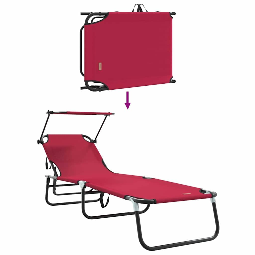 Klappbare Gartenliege Rot 190 x 57 x 81 cm Oxford mit Verstellbarer Rückenlehne für Terrasse Balkon Pool Strand und Camping, leichtes Design, langlebiges Material
