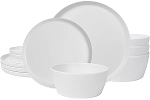Unbreakable Outdoor Camping Dishes Plastic Dinnerware Set Matte White Melamine Plates