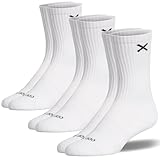 Odd Sox – Basix 3-Pack Crew Socks – Unisex Large Size – White – Lightweight Athletic Socks for Men & Women – Breathable, Cushioned Heel, Everyday Comfort Fit
