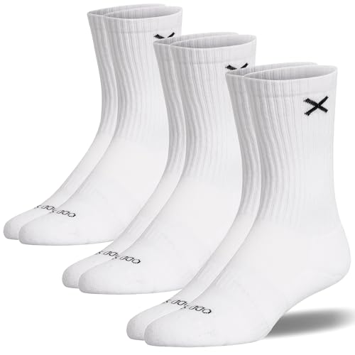 Odd Sox – Basix 3-Pack Crew Socks – Large Size – White – Lightweight Athletic Socks for Men & Women – Breathable, Cushioned Heel, Everyday Comfort Fit