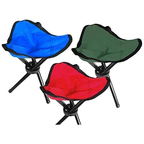 Image of Portable Foldable Tripod Camping Stool - Lightweight 3-Leg Travel Chair with Steel Frame & Carry Strap, Compact Outdoor Folding Seat for Camping, Fishing, Hiking