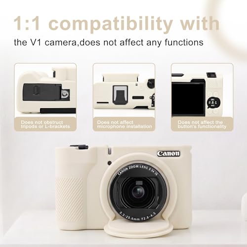 Funda para Cámara Canon PowerShot V1 Silicona Blanca miniatura 3