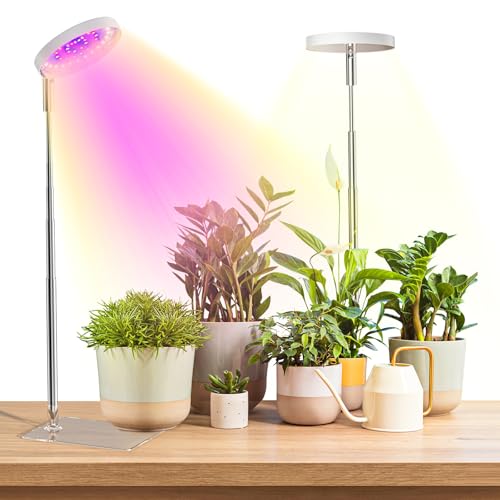 YUYMIKA LED Vollspektrum Pflanzenleuchte, Growlight, Innen-Pflanzenlampe mit 3/9/12H Timer, 10 Helligkeitsstufen, 3 Lichtmodi, 6000K LED, energiesparend, ideal für Zimmerpflanzen (weiß, 2 Stück) YUYMIKA LED Vollspektrum Pflanzenleuchte, Growlight, Innen-Pflanzenlampe mit 3/9/12H Timer, 10 Helligkeitsstufen, 3 Lichtmodi, 6000K LED, energiesparend, ideal für Zimmerpflanzen (weiß, 2 Stück)