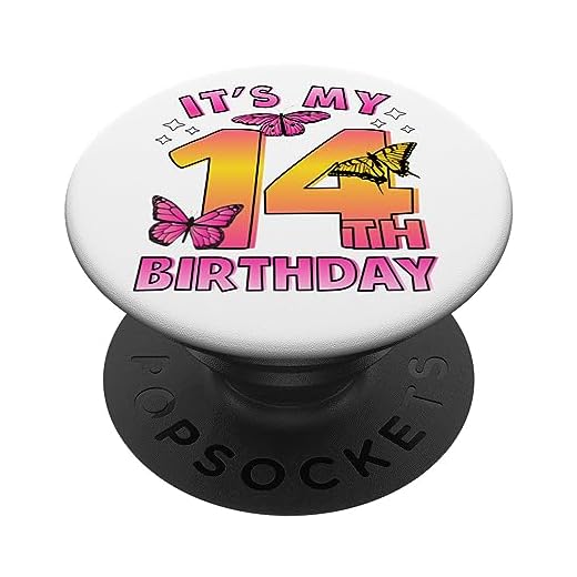 14 cumpleaños mariposas catorce cumpleaños catorce años PopSockets PopGrip Intercambiable