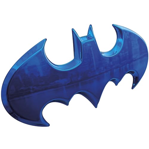 Image of Fan Emblems Batman 3D Car Badge - 1989 Batwing Logo (Blue Chrome: 3.8 x 1.8 x 0.2 inches)