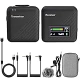 LiNKFOR Micrófono de Solapa Inalámbrico 2.4GHz Sistema de Micrófono Lavalier Bluetooth con 1 Transmisor Receptor para Cámara DSLR Móvil Grabadora Laptop Live Vlog Youtube TIK Tok