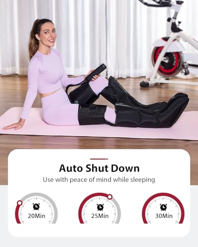 CINCOM Leg Massager for Circulation and Pain Relief, Air Compression 3 in 1 Leg Massager for Foot Calf & Thigh, Leg Compression Boots for Recovery, Edema, RLS Relief - Thumbnail 4