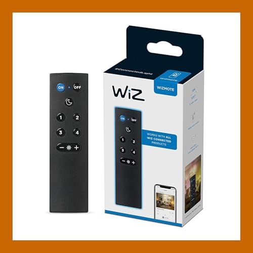 WiZmote Fernbedienung (inkl. Batterien), smarter Lichtschalter zur Lichtsteuerung aller WiZ Lampen und Leuchten im gesamten Haus, schwarz