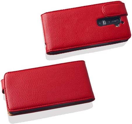 Cadorabo Case works with LG G2 in CANDY APPLE RED - Flip Style Case made of Structured Faux Leather - Wallet Etui Cover Pouch PU Leather Flip - Image 4