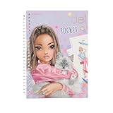 Depesche 13445 TOPModel - Pocket Malbuch in praktischer Größe mit 120 Seiten zum Designen von Outfits, Malheft mit Stickerbogen und Spiralbindung