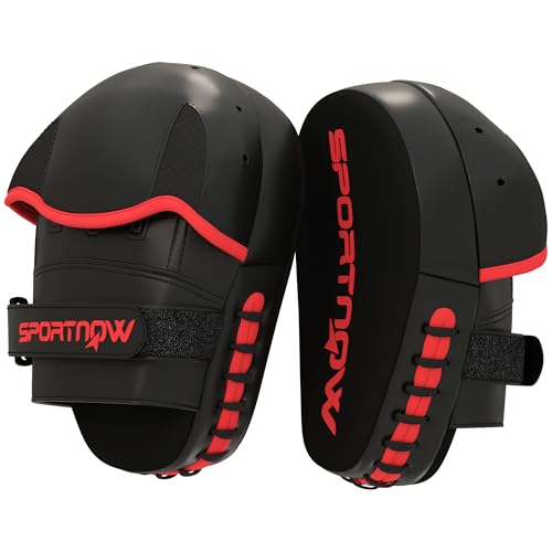 SPORTNOW Manoplas de Boxeo Paos Muay Thai MMA Curvadas para Entrenamiento de Boxeo Boxing Karate Taekwondo Kickboxing Training Almohadilla para Sparring Artes Marciales Negro