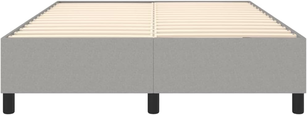 Light Gray Fabric Bed Frame Full Size with Sturdy Plywood Platform Foundation, Durable Heavy-Duty Mattress Support, Easy Assembly, Modern Minimalist Bedroom Furniture