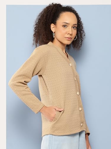 Image of Aarika Womens Casual Wear Black Colour Solid Woolen Cardigan