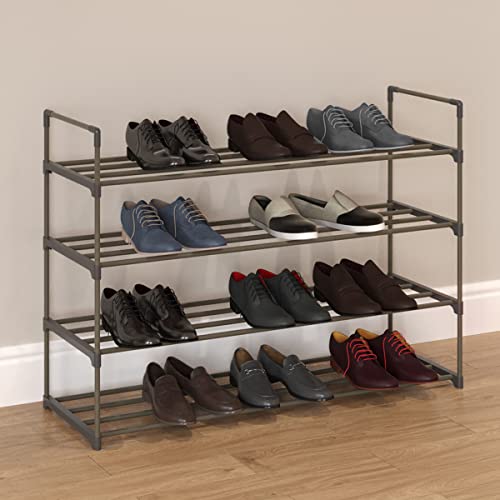 Home-Complete Shoe Rack With 4 Shelves – Four Tiers For 24 Pairs – For Bedroom, Entryway, Hallway, And Closet – Storage And Home Organization, White And Grey, 4-Tier #TOP4