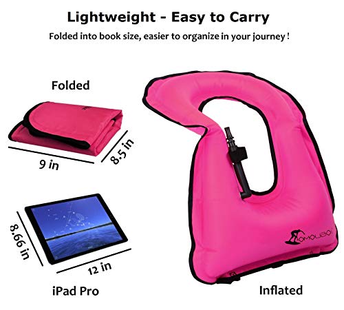 FORWEWAY Aufblasbare Weste,Schwimm Weste Schnorchelweste für Erwachsene und Jugendliche, Auftriebshilfe für Wassersport, Schnorcheln, Schwimmen, Surfen, 66-220 lbs(rosa)