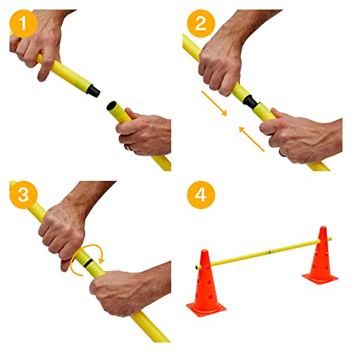 MATANA 18 Pcs Vallas de Obstáculos de Entrenamiento de Coordinación Ajustable - Set de 12 Conos y 6 Palos - Ideal para Deportes : Fútbol y Entrenamiento del Perro - imagen 8