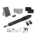 JUJIANG C026 Solar Gate Opener with Batteries & Solar Panel for Single Swing Gates Up to 770lb 16FT Automatic Gate Openers with Remote Complete Kit Medium Duty Automatic Gate Openers Solar Powered