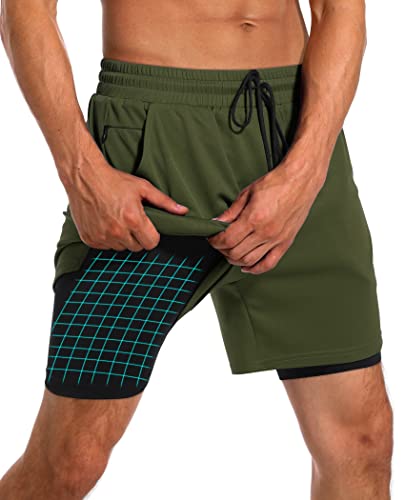 Milin Naco Men's 2 In 1 Workout Shorts With Liner 7 Inch Gym Shorts For Men Athletic Running Shorts Basketball Shorts #TOP3