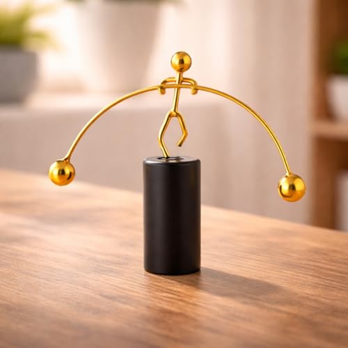 Image of CraftVatika Office Desk Decorative Showpiece Items Table Decoration Items, Home Decor Items for Living Room, Balancing Gadget for Stress Relief & Focus, Perpetual Motion Metal Pole Balancing Man Gift