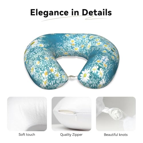 Almohada de viaje con diseño blanco y azul tamaño único miniatura 4