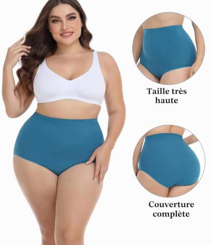 wirarpa Culotte Femme Coton Taille Très Haute Culottes Elasticité Slips Lot de 4 Multicolor Taille XL – vue 2