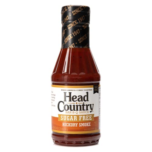Head Country Sugar Free Bar-B-Q Sauce, Hickory Smoke | Gluten Free Barbecue Sauce With Zero Sugar | Smoky & Sweet BBQ Sauce For Ribs, Pork & Brisket | 20 Ounce, Pack of 1
