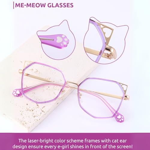 Image of Firmoo Cat Eye Blue Light Reading Glasses for Women, Stylish Cateye Computer Reading Glasses, UV400 Protection
