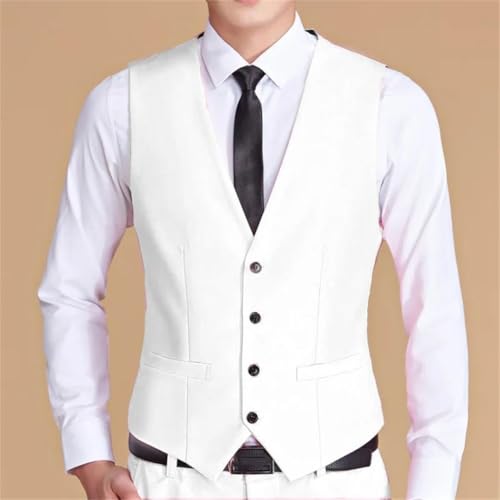 Men’S V-Neck Tweed Vest Single Button Slim Fit Business Formal Sleeveless Waistcoat For Wedding2