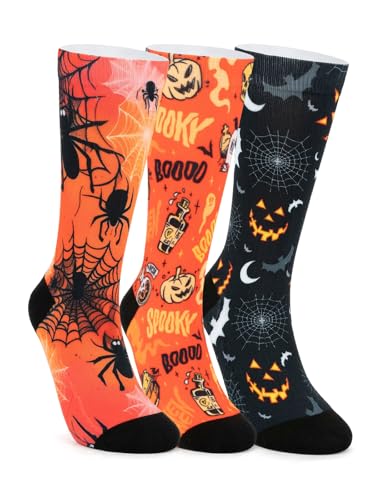 Magifuls VividPrint Funny Creative Print Crew Socks for Women & Men (3 Pairs) Halloween