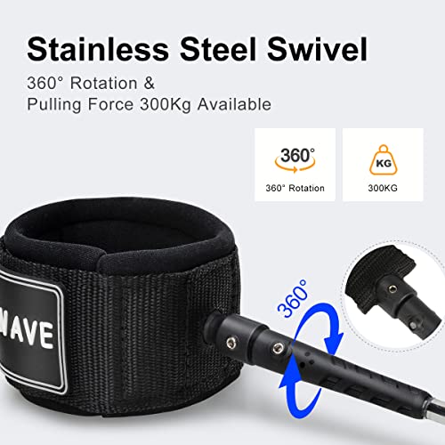 image for WOOWAVE Surfboard Leash Premium Surf Leash SUP Leg Rope Straight 6/7/8