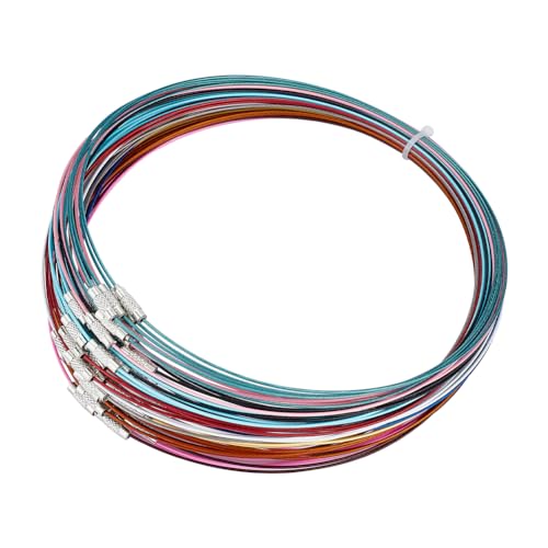 UNICRAFTALE 60 pcs 12 couleurs Acier Inoxydable Fil Collier Cordon Fil Métallique Collier avec Laiton Vis Fermoir 44.5 cm Fil Collier Ras du Cou pour les...