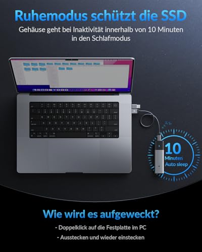 NVMe Gehäuse [Werkzeuglos], SETMSPACE M2 SSD Gehäuse [NVMe & SATA], M.2 SSD Gehäuse mit 2-in-1 Kabel, M2 USB Adapter für M-Key und B&M-Key, M2 SSD Case aus Aluminium- Grau Enclosure