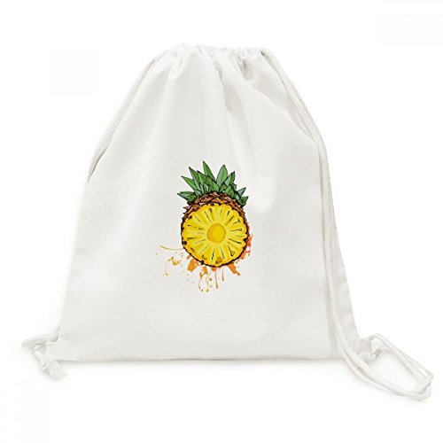 Sac cordon en toile ananas jaune : sac à dos de voyage léger