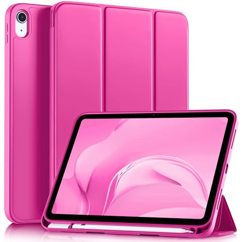Image of Akkerds Compatible with iPad (A16) 11th Generation Case 11 Inch 2025, for iPad 10th Generation Case 10.9 Inch 2022 with Pencil Holder, Slim Trifold Stand Protective Cover with Soft TPU Back, Rose