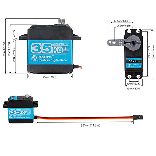 Image of ZOSKAY 35kg high Torque Coreless Motor servo Metal Gear Digital and Stainless Steel Gear servo arduino servo for Robotic DIY,RC car (Blue /35KG 180 Degree)