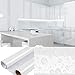 Produktbild DTC (2 Stück) 5M x 0,41M PVC Selbstklebend Tapete Küchen Aufkleber, Freier Schaber, Wasserfest Schrank Fensterbank folie Tapeten Vinyl für Wände Wand Türen Möbel Deko, Insgesamt 1000cm x 40cm Weiß