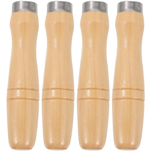 BESTonZON 4 pièces manche de râpe en bois poignée de dossier universitaire de lime ergonomique remplacement de couteau en bois de lime ronde Ustensiles...