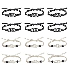 C- 12pcs Bracelets Black+Beige