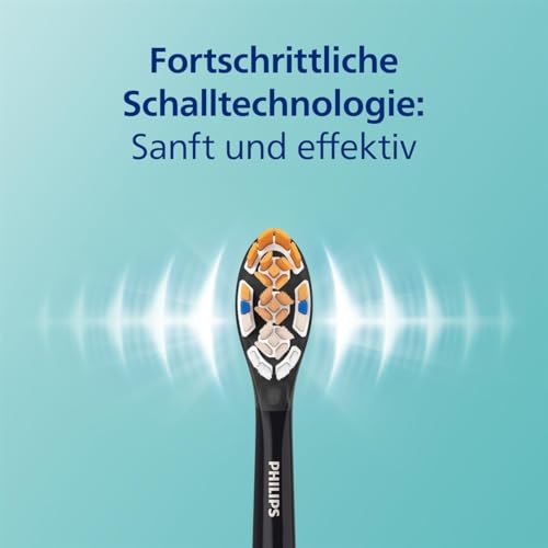 Philips Sonicare DiamondClean Smart 9400 elektrische Zahnbürste, Schallzahnbürste mit App, Drucksensor, Bürstenkopferkennung, 4 Putzmodi und 3 Intensitätsstufen, Schwarz, Modell HX9918/89 – Bild 7
